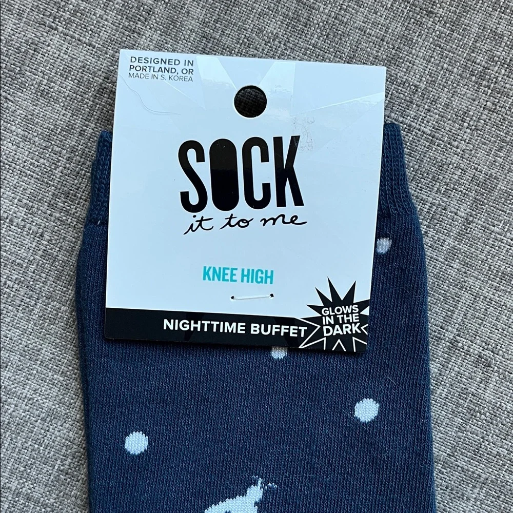 Sock it to Me Nighttime Buffet Knee High Glow in the Dark Socks Frogs Novelty